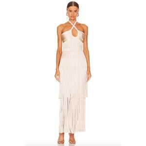 Jonathan Simkhai Baldwin Draped Fringe Maxi Dress